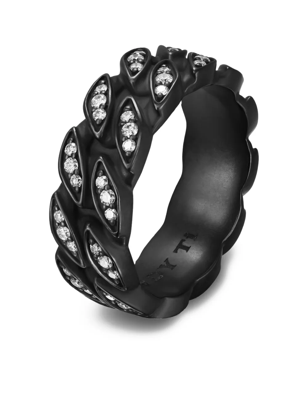  David Yurman Titanium Curb-chain Diamond Ring - Black 