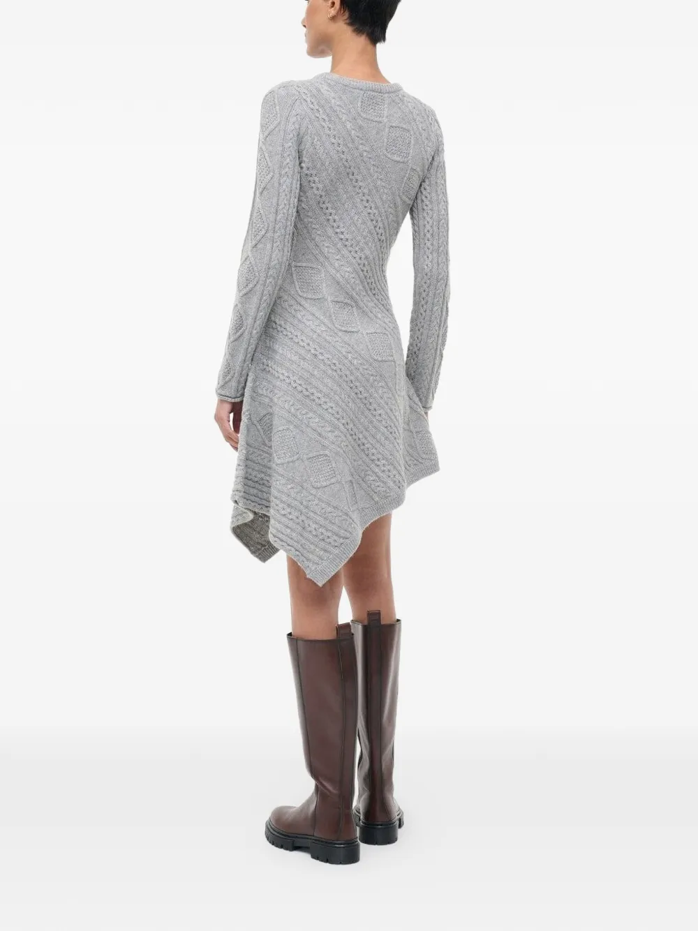 Staud Eva Sweater Cable-knit Mini Dress In Gray
