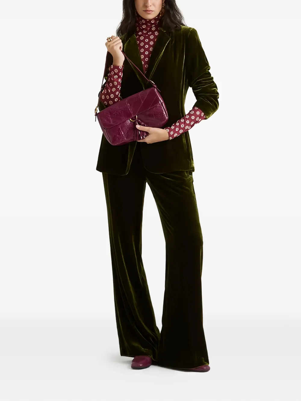 MALIPARMI shirred velvet trousers - Groen