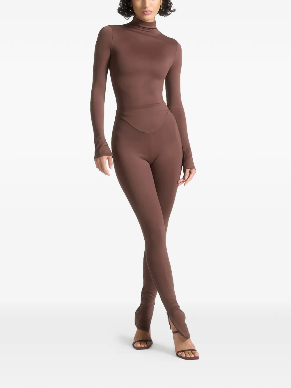 Manière De Voir Chloe dipped-waistband leggings - Bruin