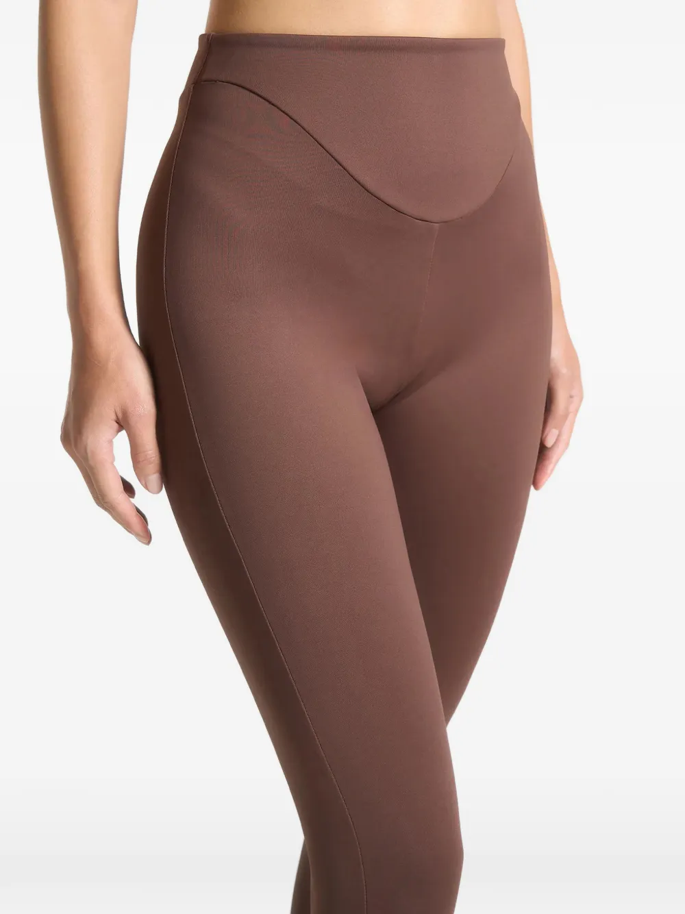 Manière De Voir Chloe Dipped-waistband Leggings In Brown