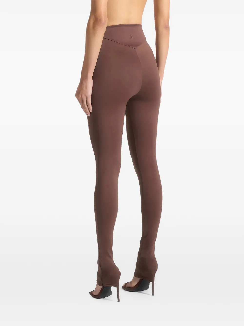 Manière De Voir Chloe Dipped-waistband Leggings In Brown