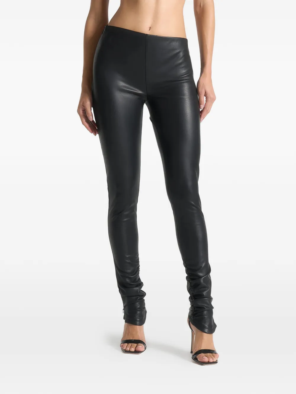 Manière De Voir Clara Asymmetric-waistband Leggings In Black