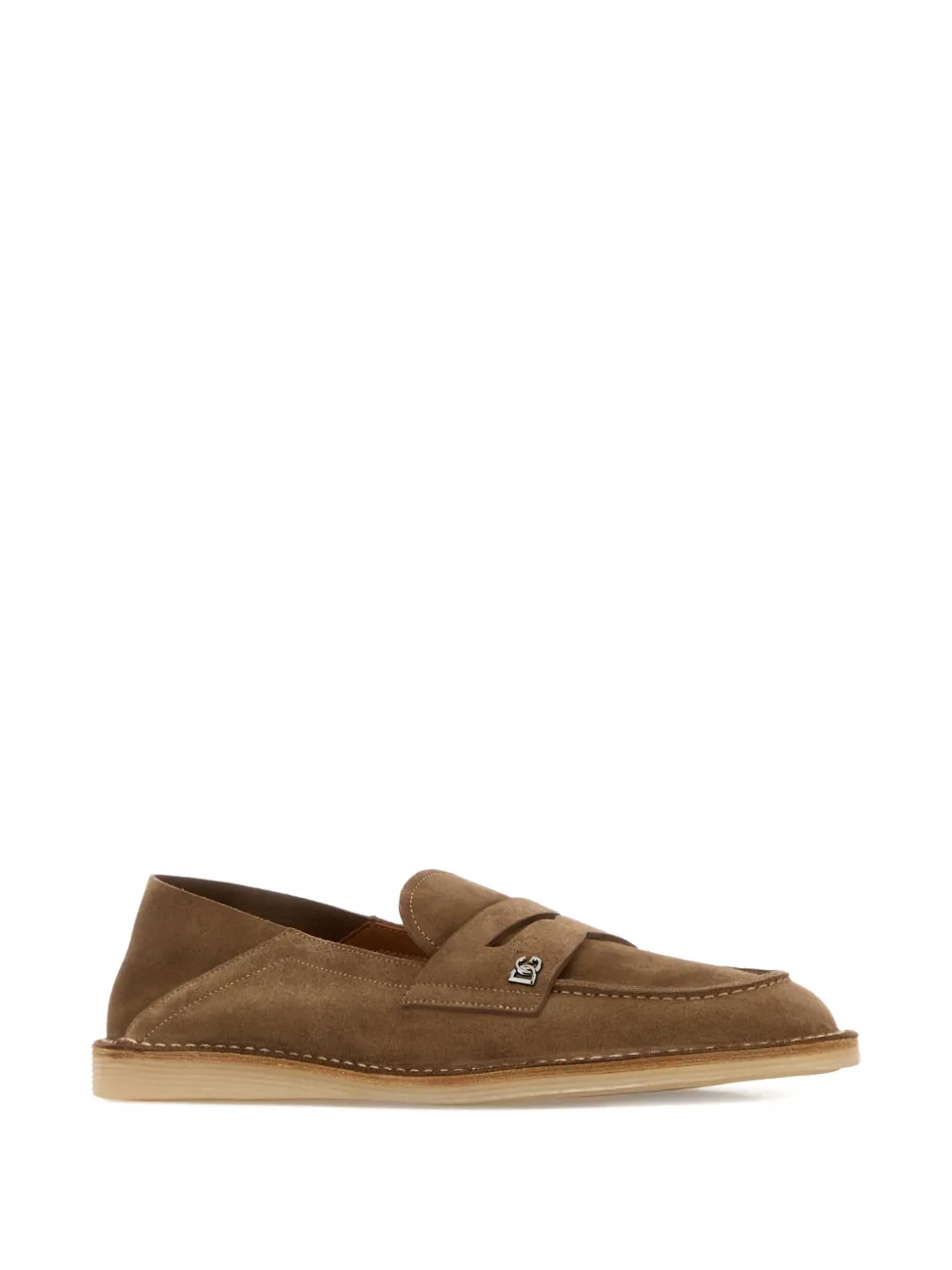 Dolce & Gabbana logo-plaque suede loafers - Bruin