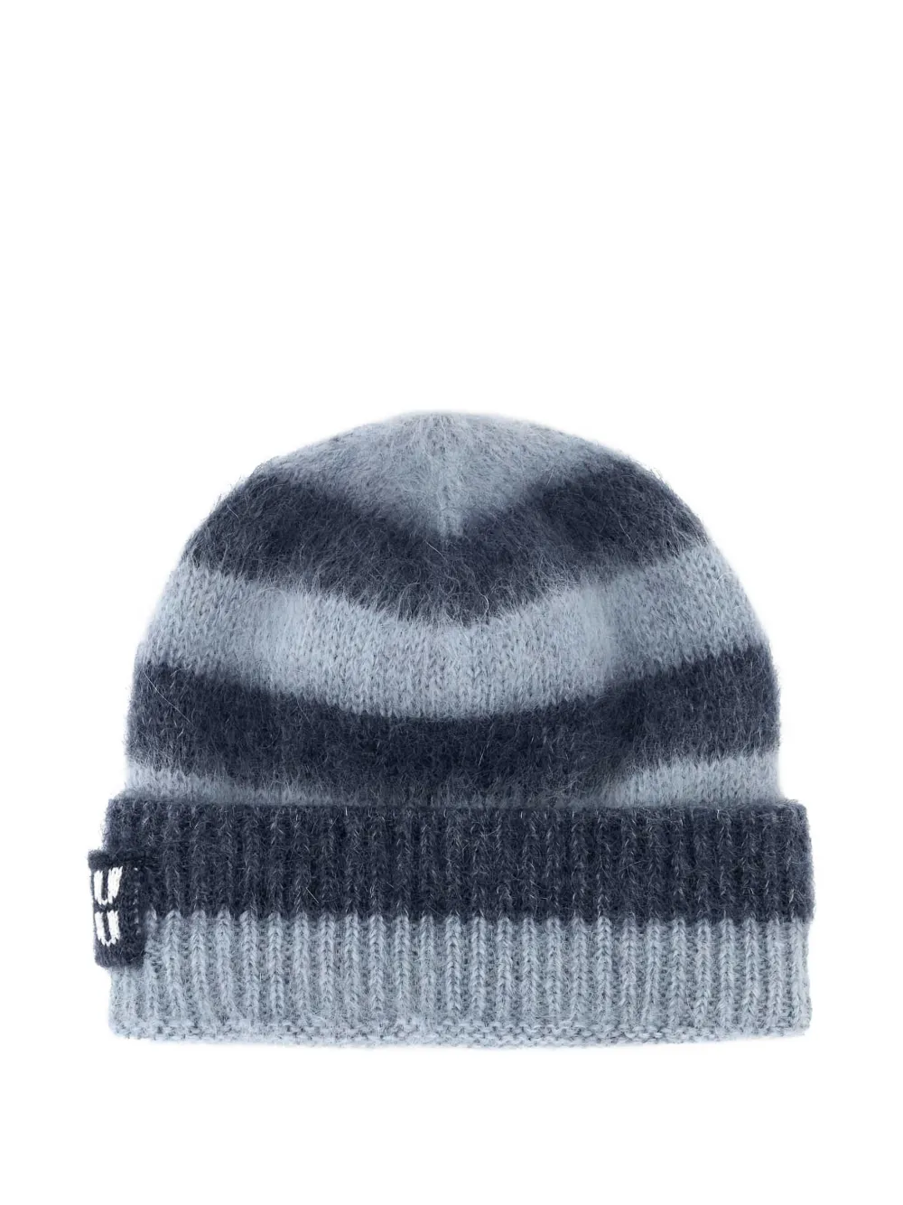 Miu Miu logo-patch striped-pattern beanie hat | Blau | Image 1