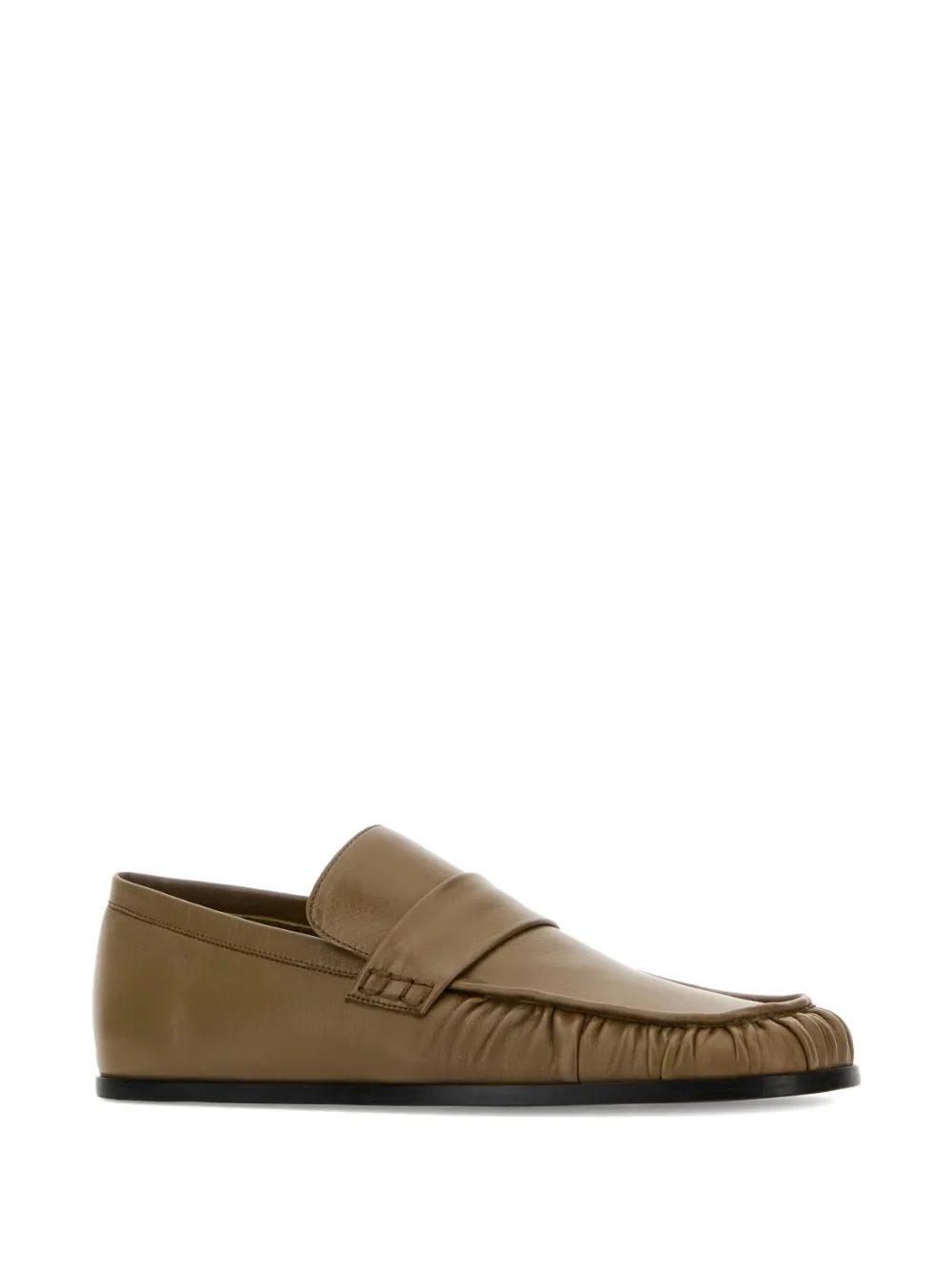 Jil Sander Leren loafers met ruches Bruin
