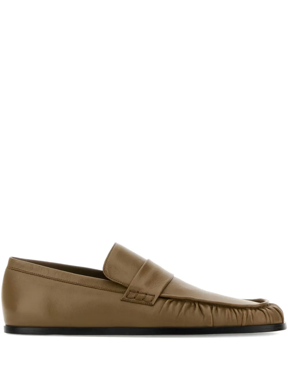 Jil Sander Leren loafers met ruches Bruin