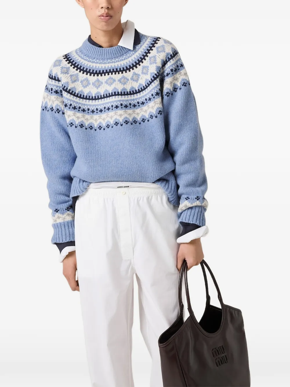 Miu Fair-Isle wollen trui met patroon Blauw