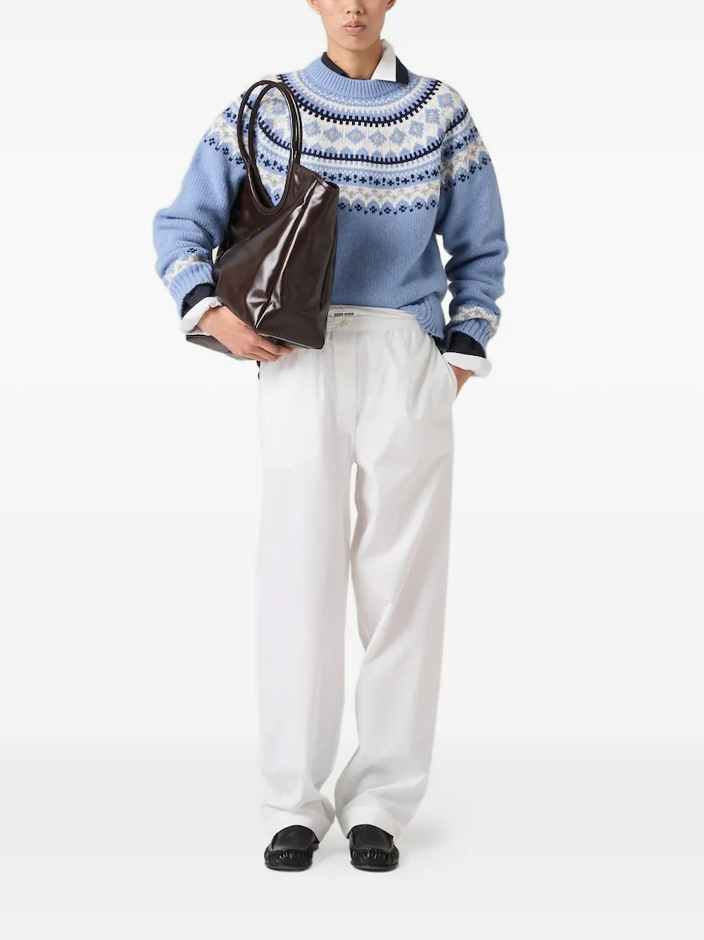Miu Fair-Isle wollen trui met patroon Blauw