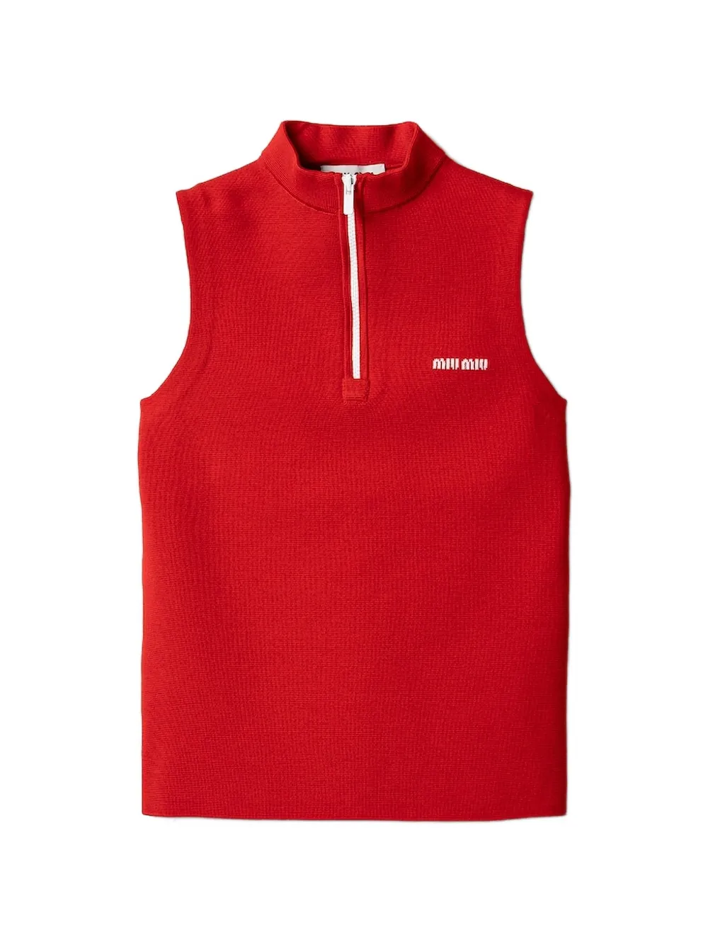 Miu Miu Gilet con mezza zip - Rosso