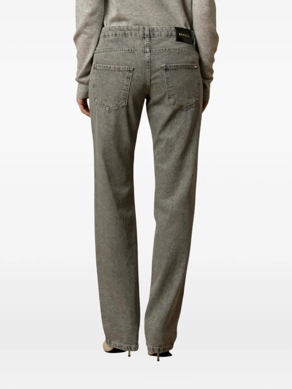 Kocca Demetria Embellished Straight-leg Jeans In Gray