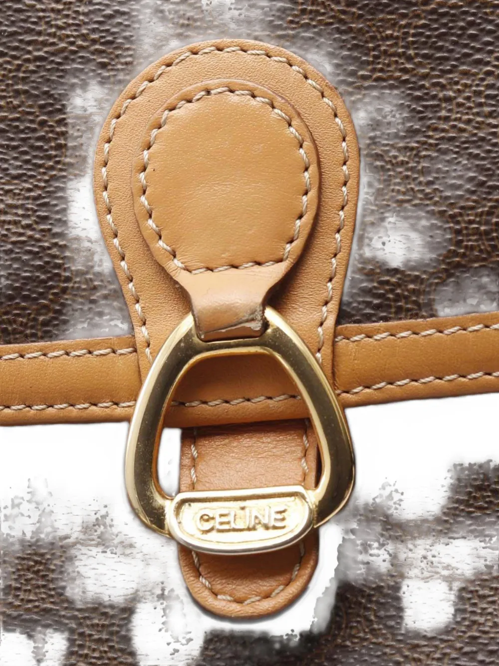 Pre-owned Celine 20th Century Macadam Coated Canvas Crossbody Bag In Brown