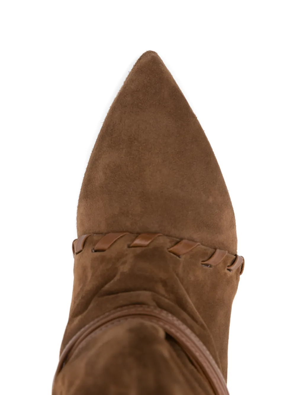 Gisel Moire Ariel Braided Buckle Boots In Brown