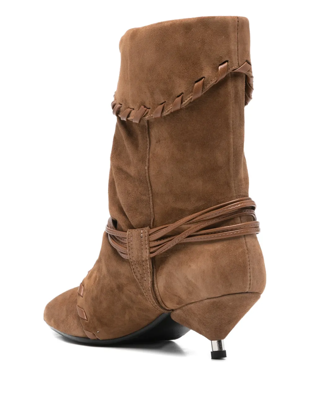 Gisel Moire Ariel Braided Buckle Boots In Brown