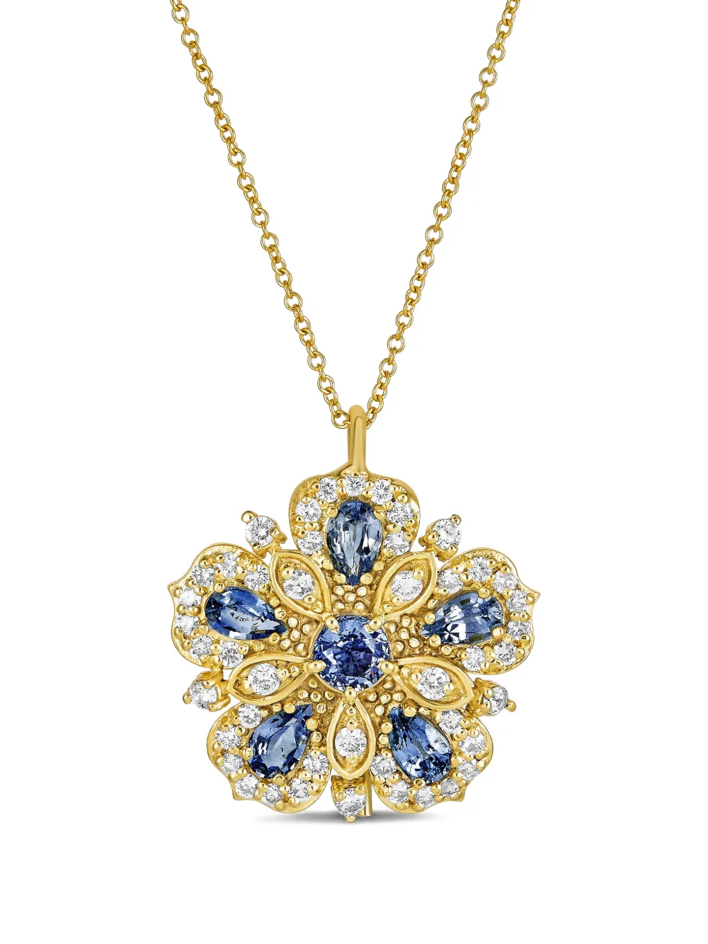 Tanya Farah 18k Yellow Gold Sapphire And Diamond Pendant In Gold