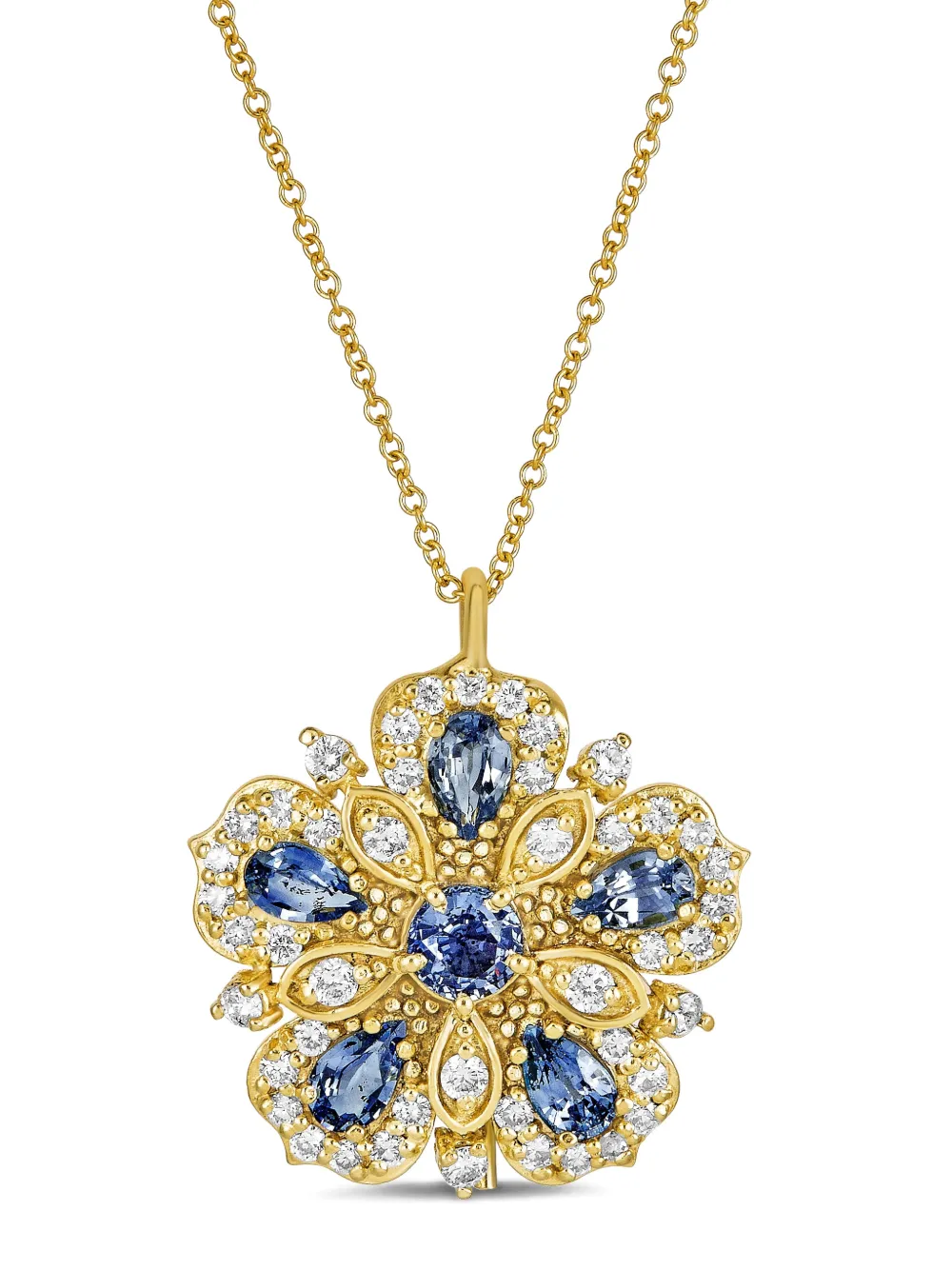 Tanya Farah 18k Yellow Gold Sapphire And Diamond Pendant In Gold