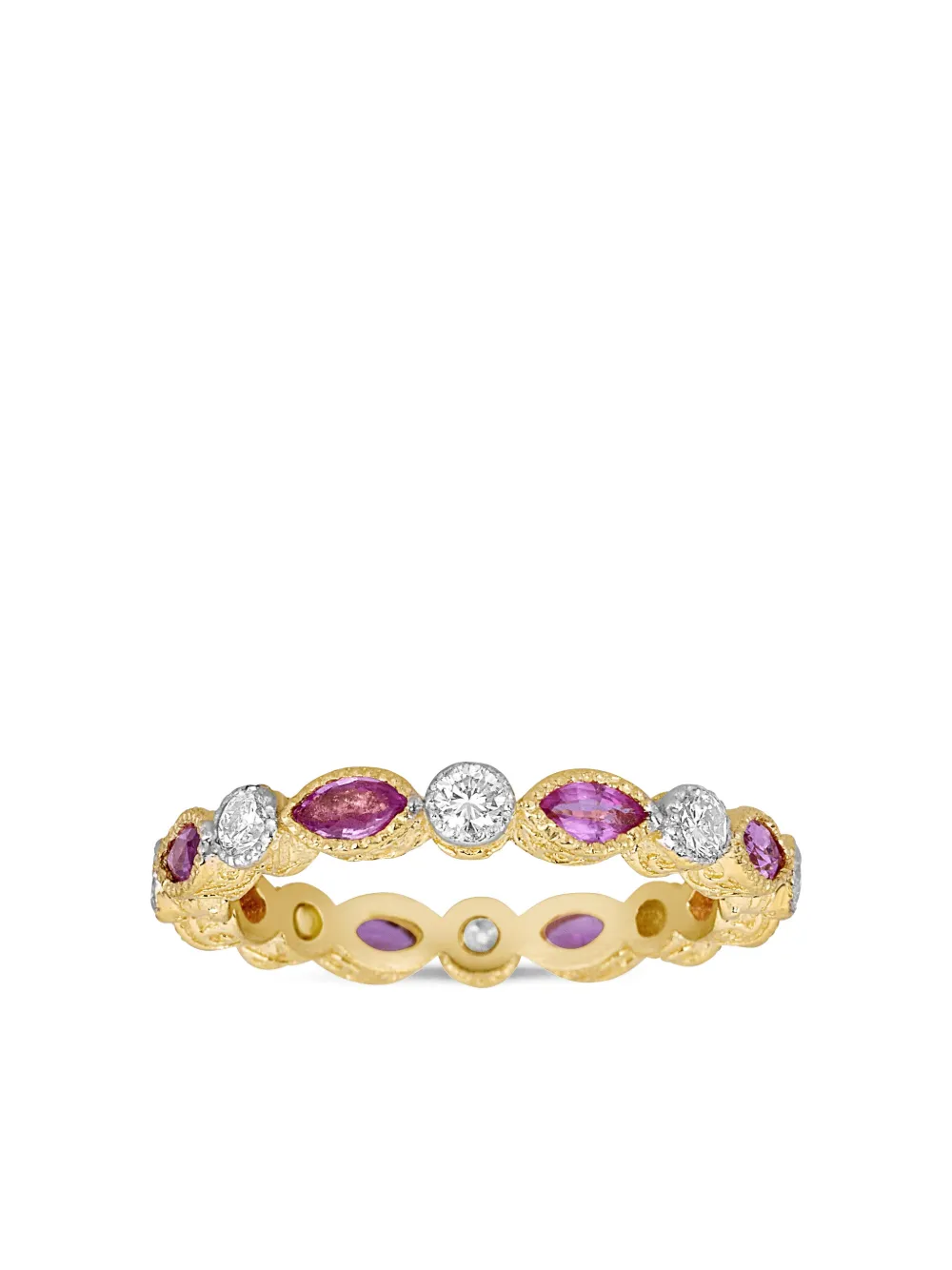 Tanya Farah 18k Yellow Gold Diamond And Pink Sapphire Stack Ring In Gold