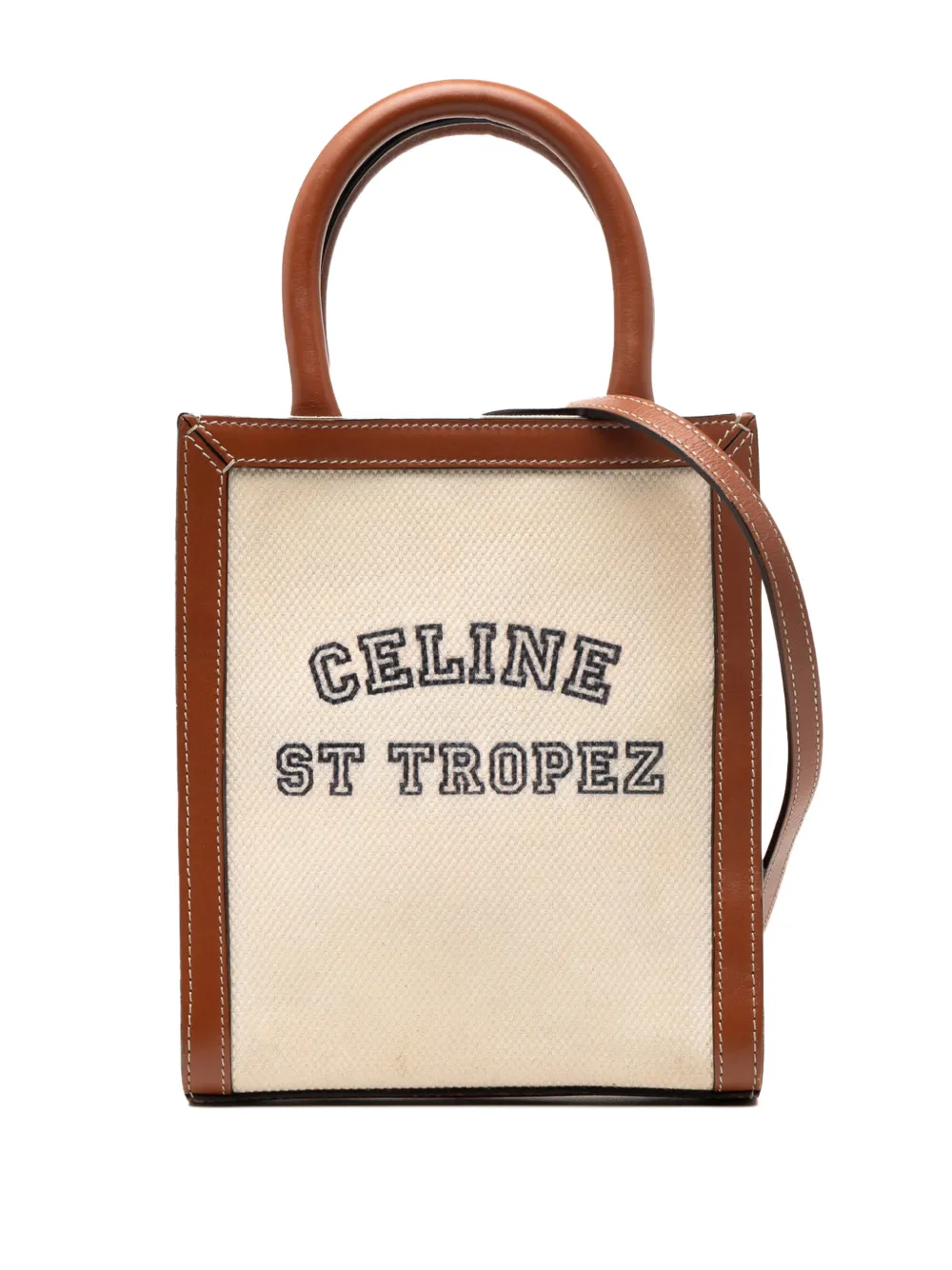 Celine Pre-Owned 2020 Mini Canvas St Tropez Vertical Cabas Tote satchel | Brown | Image 1