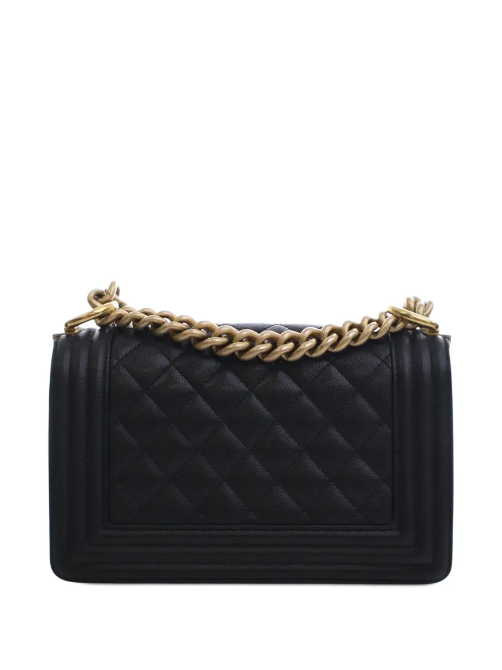 CHANEL Pre-owned 2021-2025 Small Quilted Caviar Boy Flap Crossbody Bag In Black