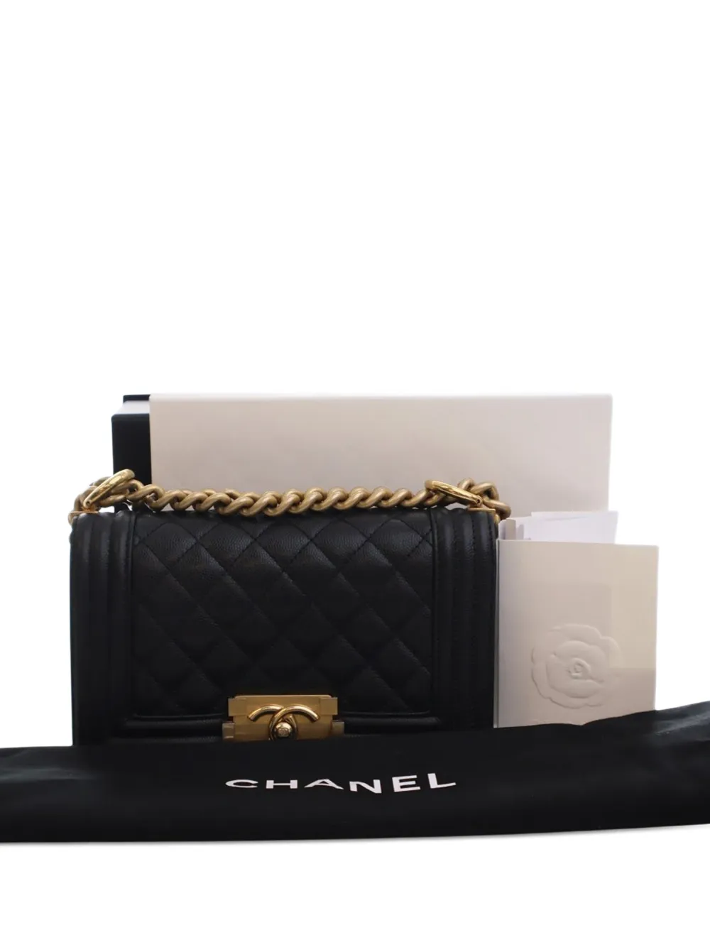 CHANEL Pre-owned 2021-2025 Small Quilted Caviar Boy Flap Crossbody Bag In Black