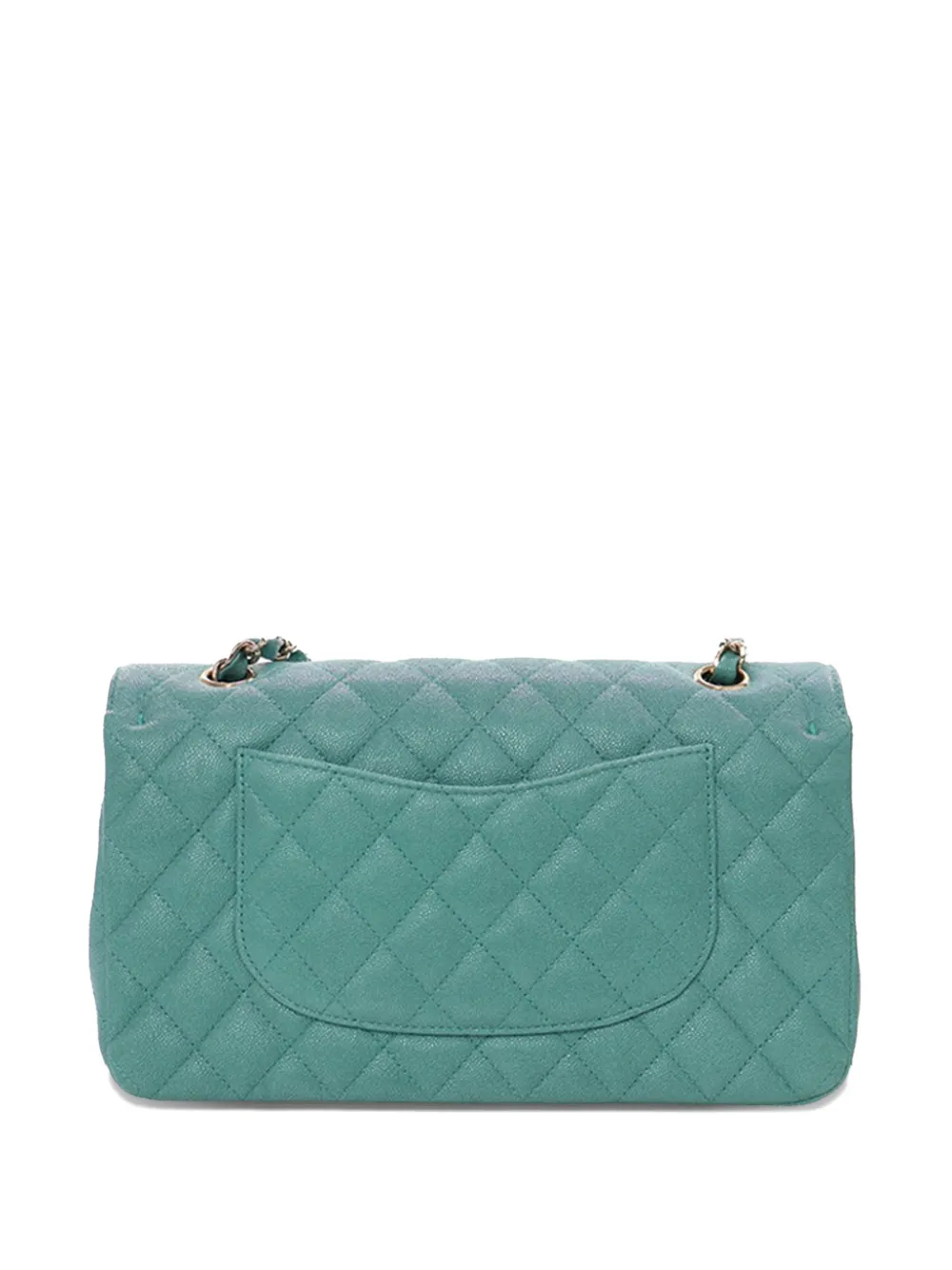 Pre-owned Chanel 2019 Medium Classic Iridescent Caviar Double Flap Shoulder Bag In Blue