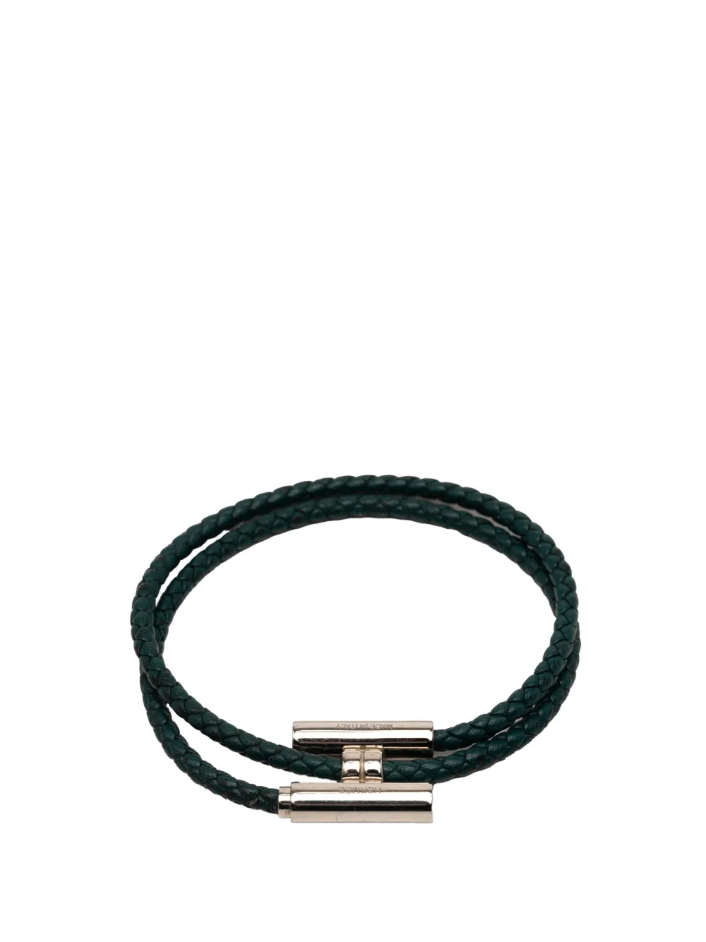 Pre-owned Hermes 2018-2023 Swift Tournis Tresse Bracelet Costume Bracelet In Green