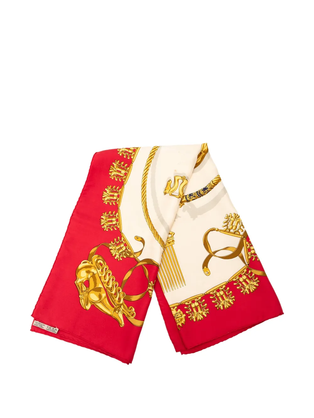 Pre-owned Hermes 2010-2025 Les Cavaliers D Or Silk Scarf 90 Scarves In Red