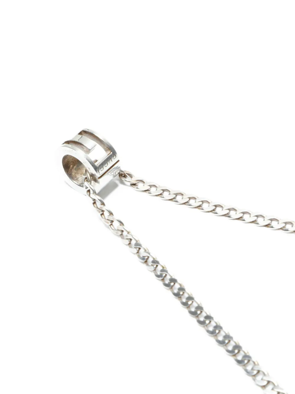 GUCCI Pre-owned 2000s Pendant Chain Necklace In Silver