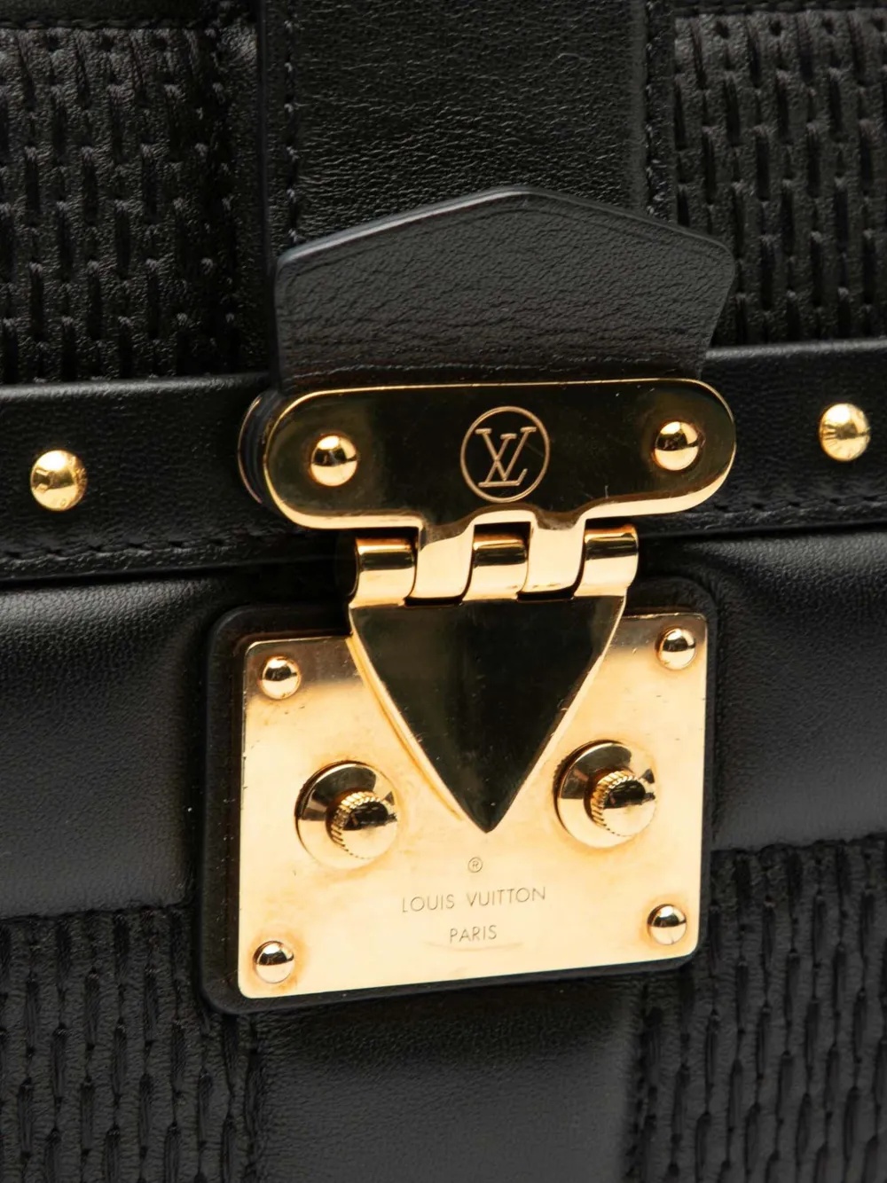 Pre-owned Louis Vuitton 2021-2025 Damier Quilt Lambskin Troca Mm Satchel In Black