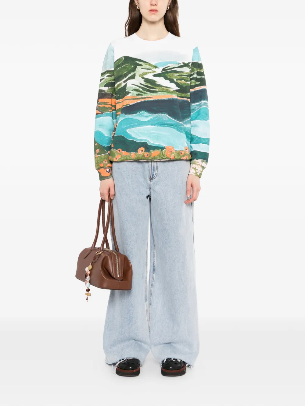  Chloé Sudadera Con Estampado Gráfico - Azul 