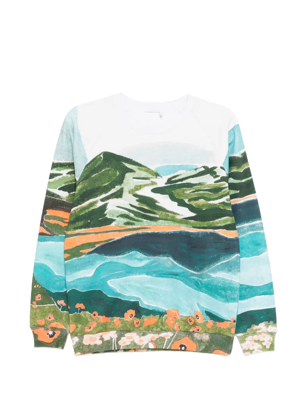Chloé graphic-print crew neck sweatshirt - Blue