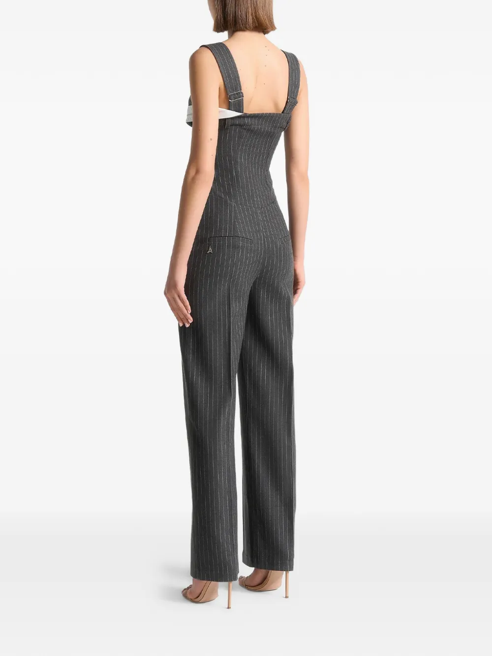 Manière De Voir Camille detachable-straps pinstripe jumpsuit Grijs