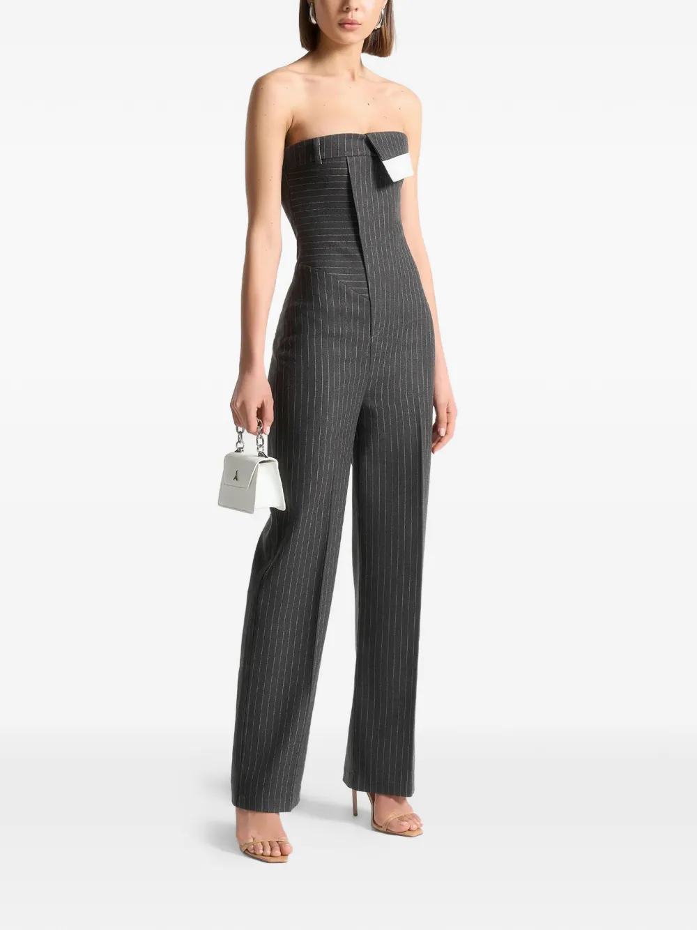 Manière De Voir Camille detachable-straps pinstripe jumpsuit - Grijs