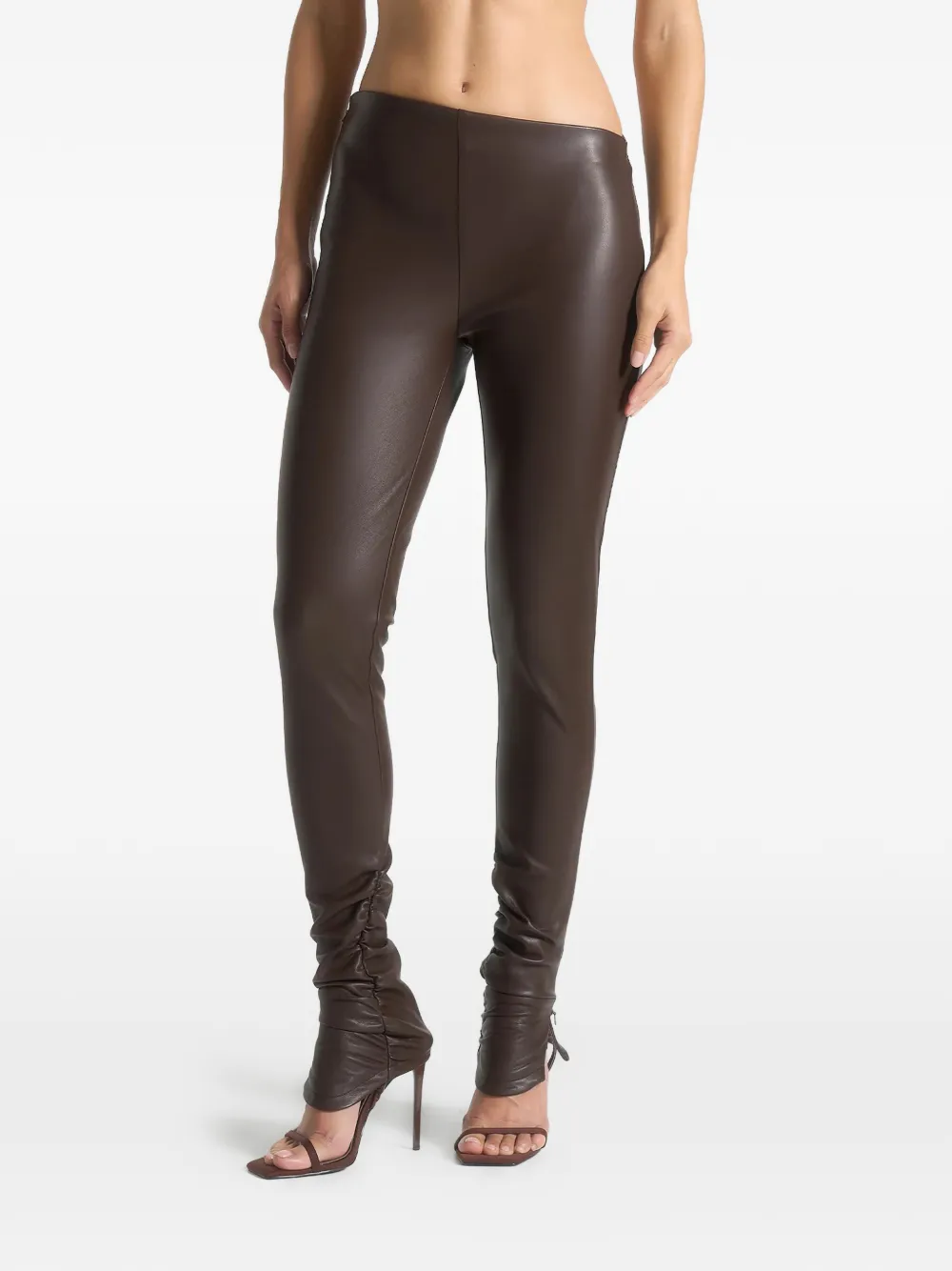 Manière De Voir Clara Asymmetric-waistband Leggings In Brown