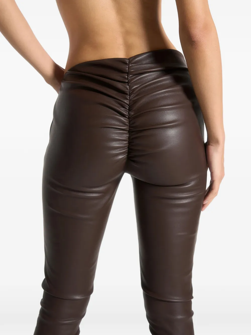 Manière De Voir Clara Asymmetric-waistband Leggings In Brown