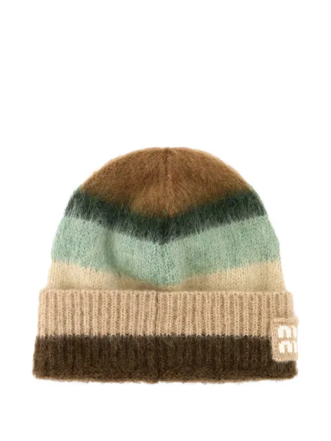 Miu Miu logo-patch beanie hat