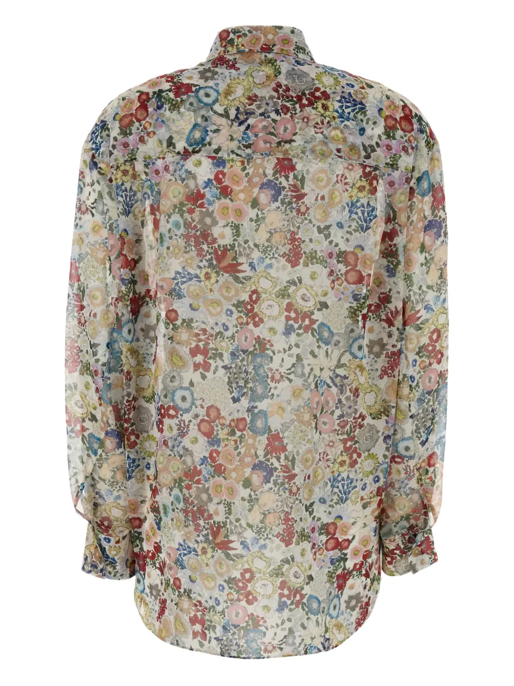 Khaite Goya Floral-print Silk-chiffon Shirt In Green