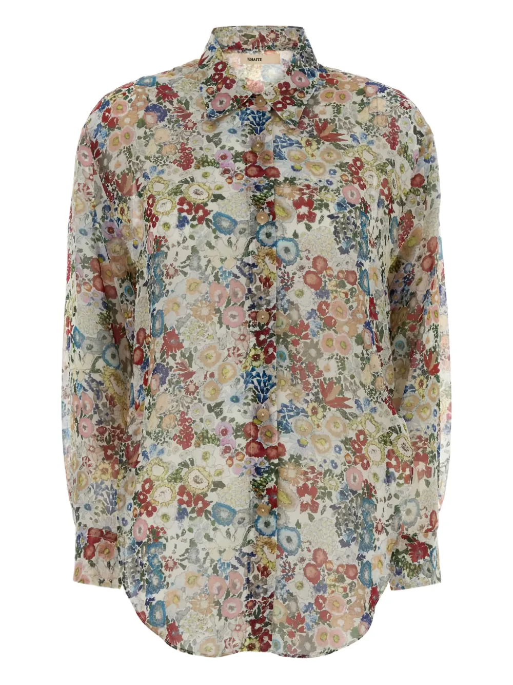 Khaite Floral-pattern Silk Shirt In Green