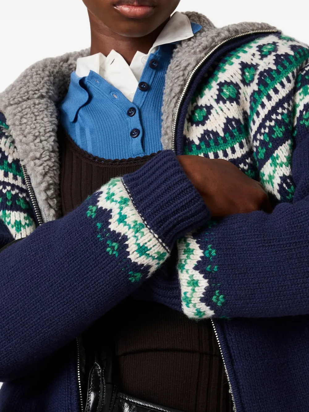 Miu Wollen vest met Fair-Isle patroon Blauw