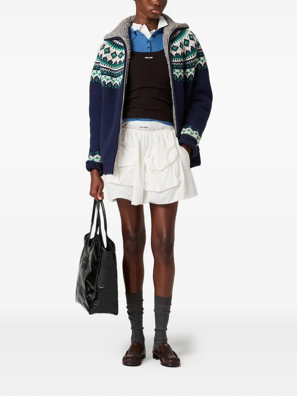 Miu Wollen vest met Fair-Isle patroon Blauw