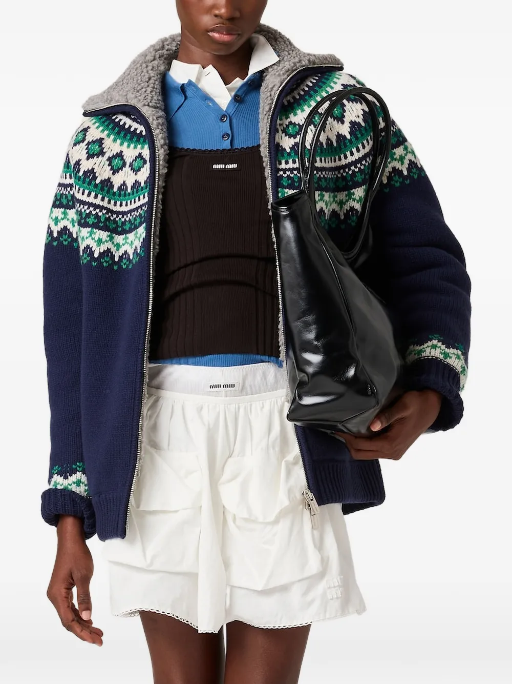 Miu Wollen vest met Fair-Isle patroon Blauw