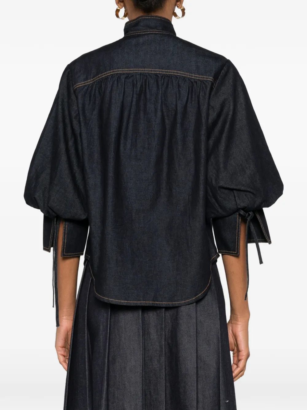 Zimmermann Billow Gathered Denim Blouse In Blue