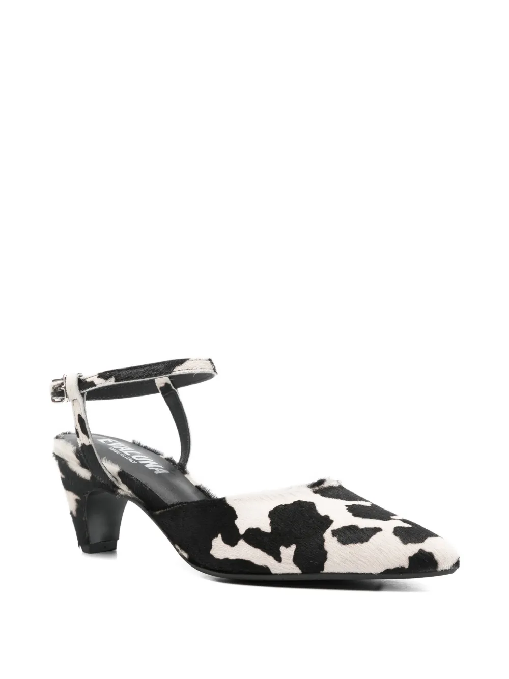 Evaluna Pumps met dierenprint en enkelbandje Zwart