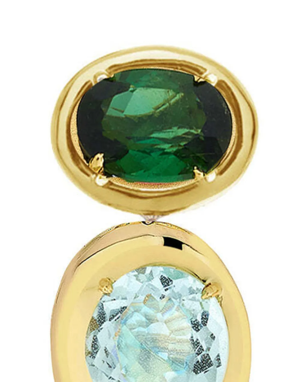 Carol Kauffmann 18k Yellow Gold Rock Class Tourmaline And Blue Topaz Earrings In Gold