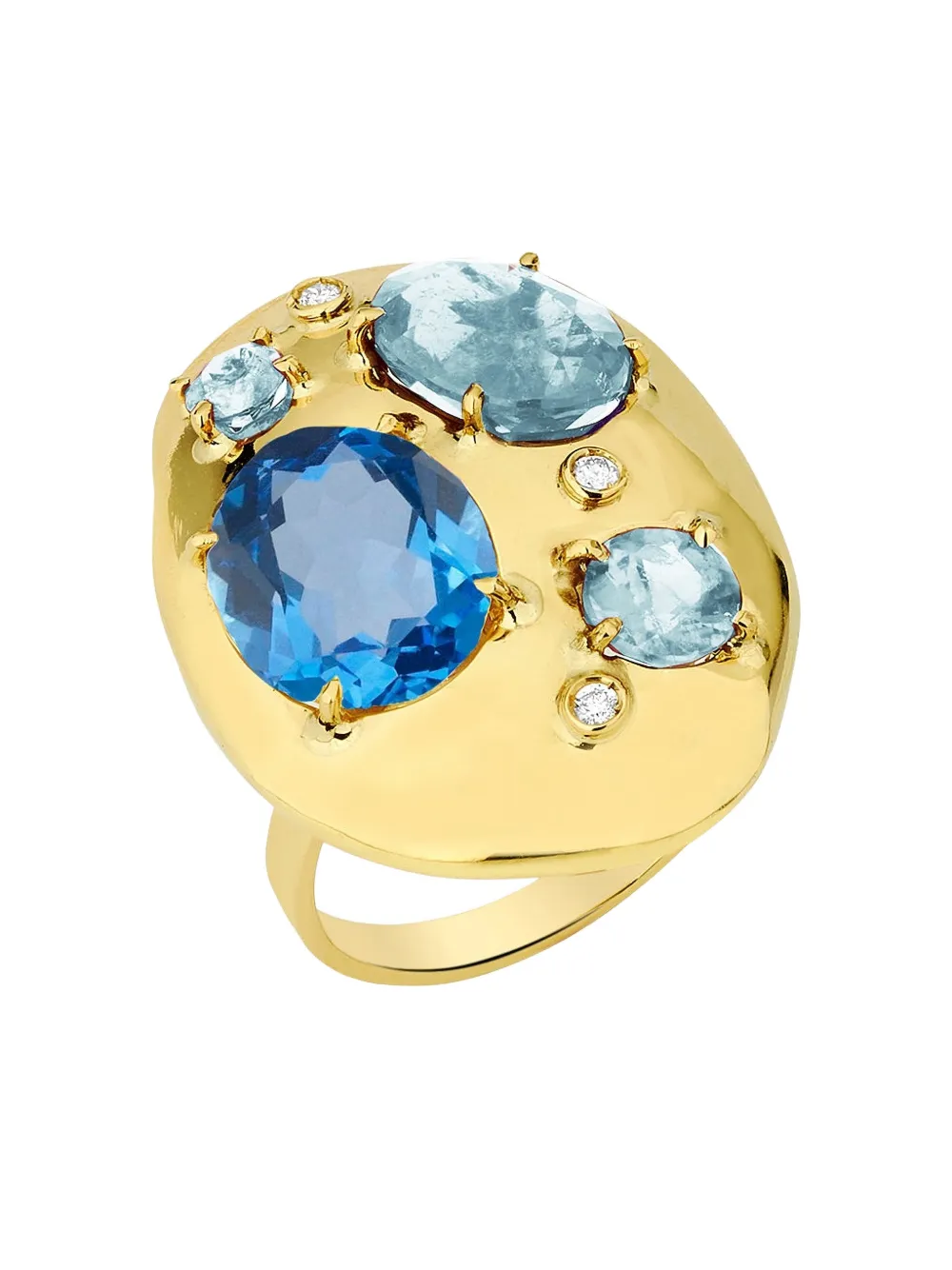 Carol Kauffmann 18K yellow gold blue topaz and diamond ring - Oro