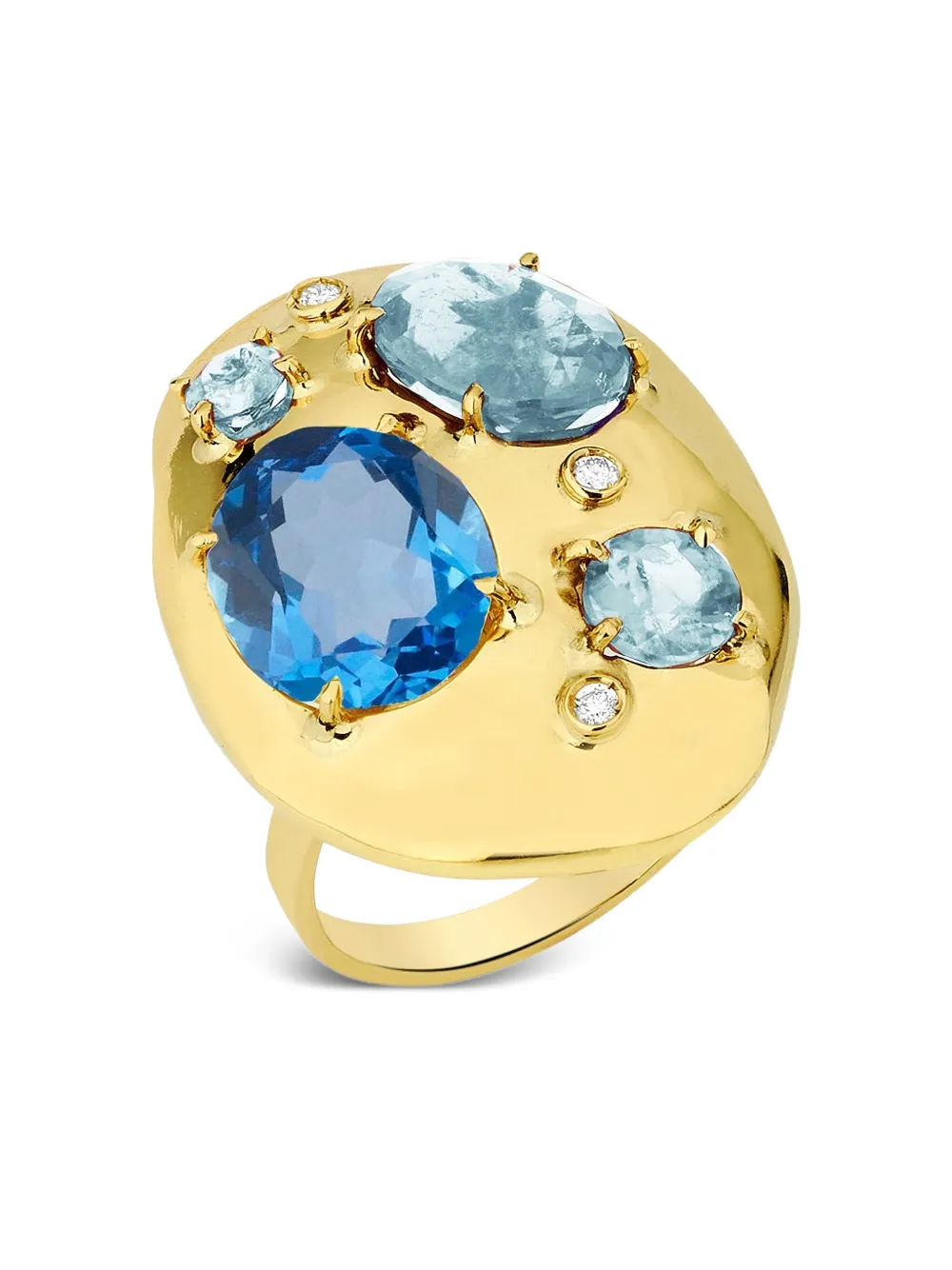 Carol Kauffmann 18K yellow gold blue topaz and diamond ring - ゴールドトーン Carol Kauffmann 18K yellow gold blue topaz and diamond ring - ゴールドトーン