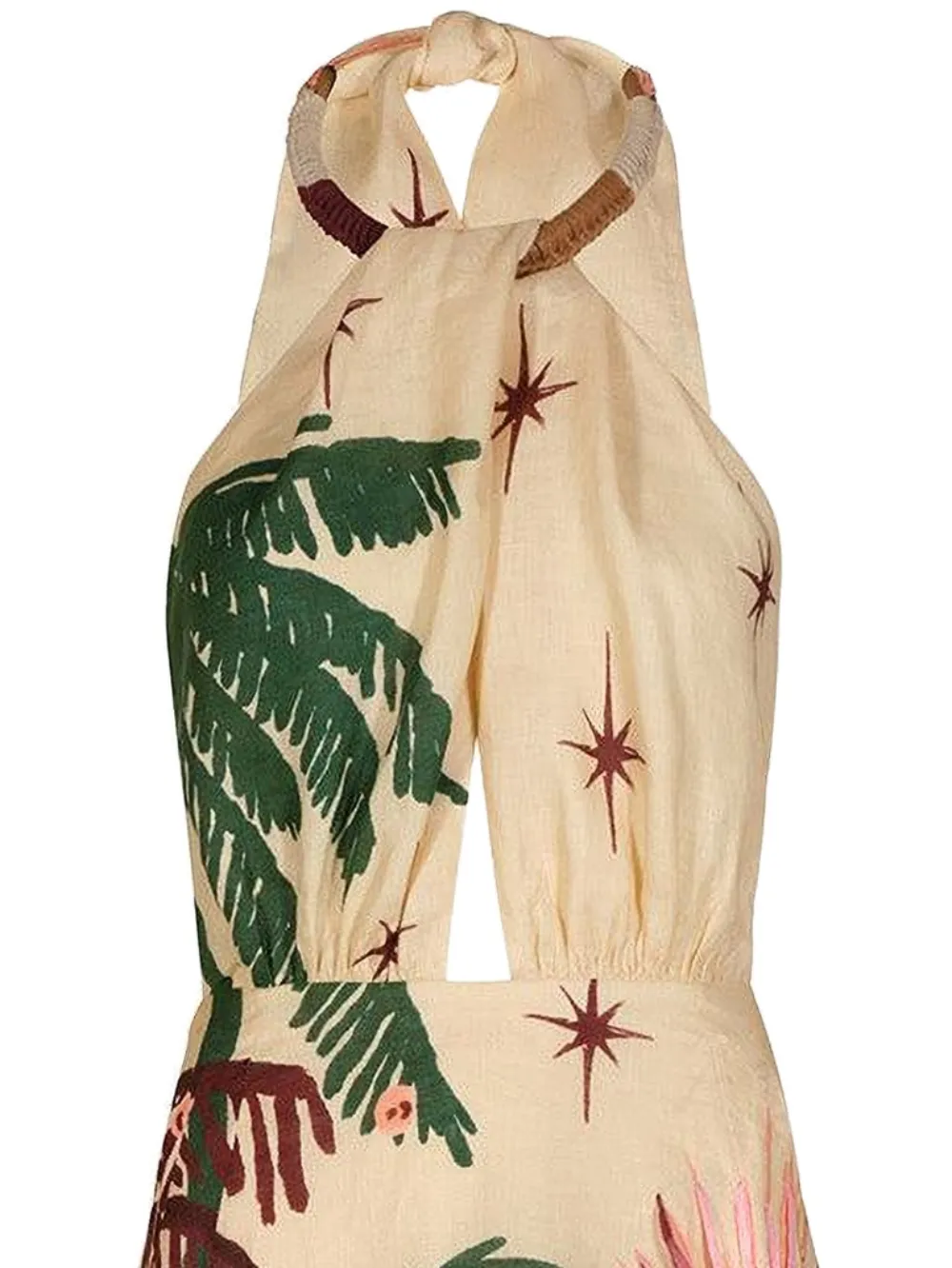 Johanna Ortiz Maxi halterjurk met print - Beige