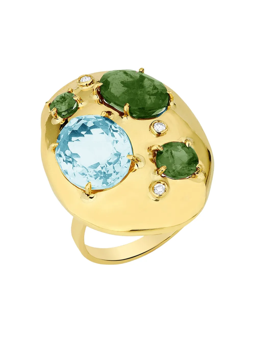 Carol Kauffmann 18k Yellow Gold Tourmaline Topaz And Diamond Ring