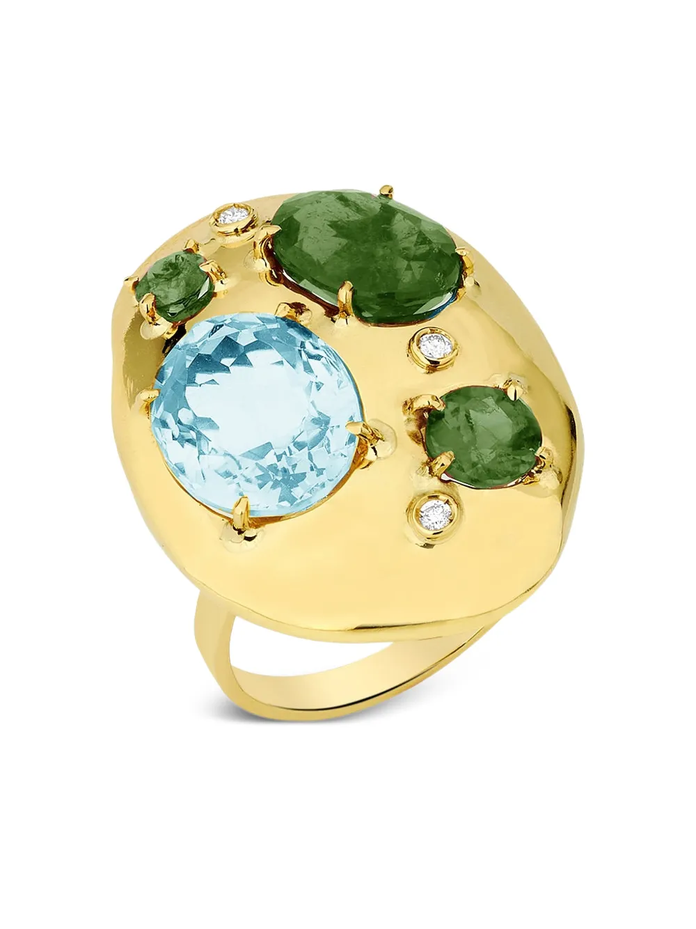 Carol Kauffmann 18K yellow gold tourmaline topaz and diamond ring - Carol Kauffmann 18K yellow gold tourmaline topaz and diamond ring -