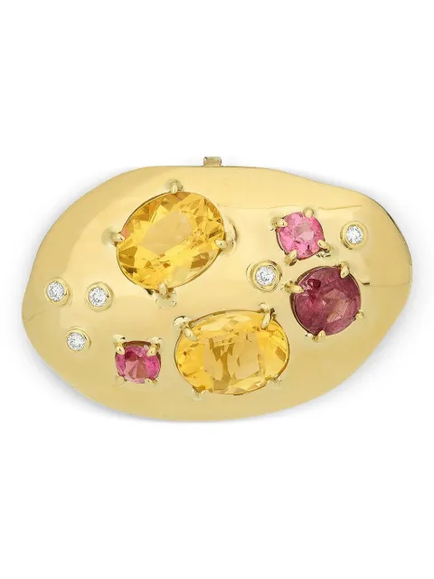 Carol Kauffmann 18K yellow gold Flinstone rubellites citrines and diamonds pendant